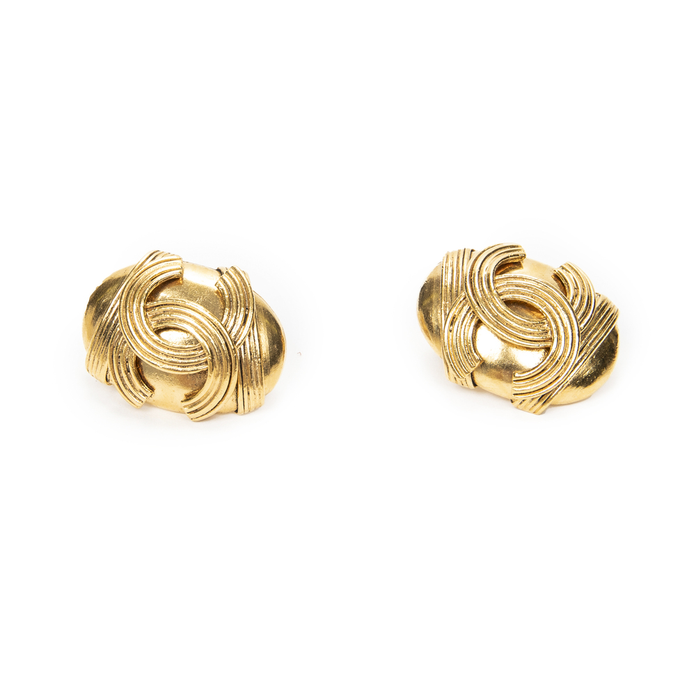 Chanel CC Oval Clip On Earrings